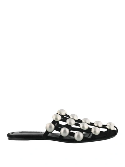 Shop Alexander Wang Amelia Studded Cage Slippers In Black