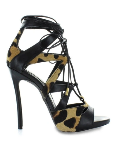 Shop Dsquared2 Safari Tie Me Up Heeled Sandals In Animal Print