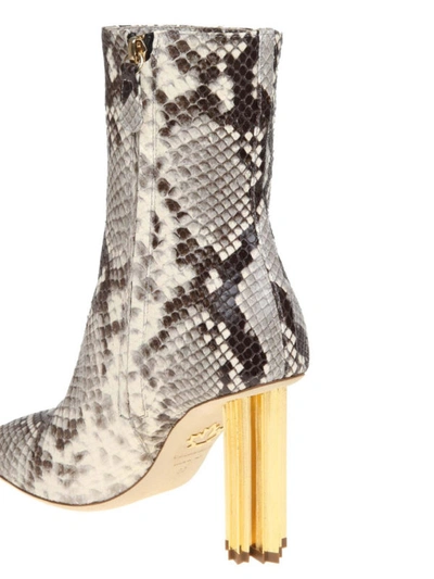 Shop Dsquared2 Maple Leaf Heel Snake Print Ankle Boots In Animal Print