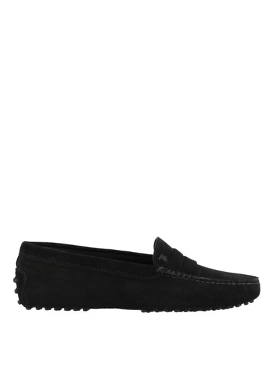 Shop Tod's Gommino Classic Black Suede Loafers