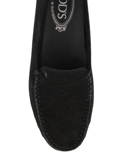 Shop Tod's Gommino Classic Black Suede Loafers