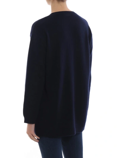 Shop Valentino Chevron Cashmere Sweater In Dark Blue