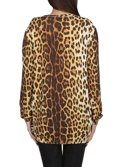 Shop Moschino Leo Print Viscose Blend Cardigan In Animal Print