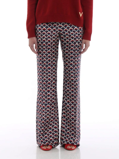 Shop Valentino Scale Silk Twill Trousers In Multicolour