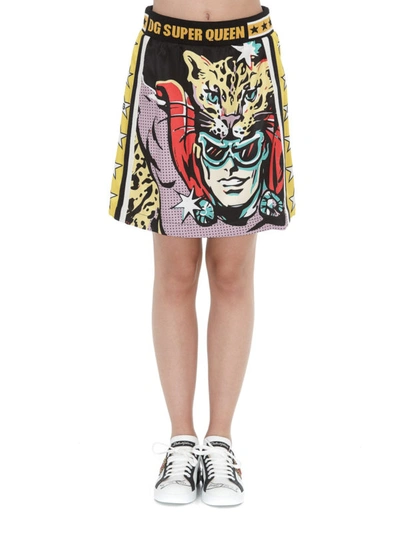 Shop Dolce & Gabbana Dg Super Queen Printed Skirt In Multicolour