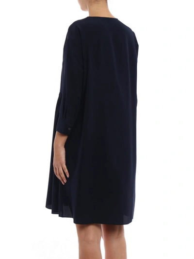 Shop Aspesi Dark Blue Silk Loose Dress