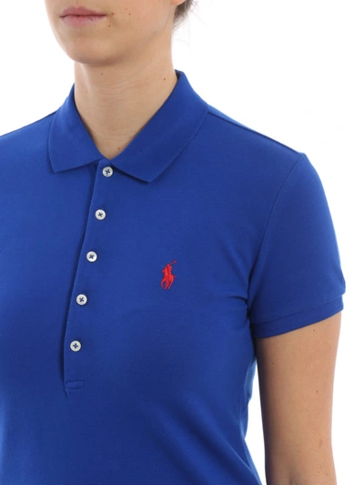 Shop Polo Ralph Lauren Slim Fit Blue Cotton Polo Shirt