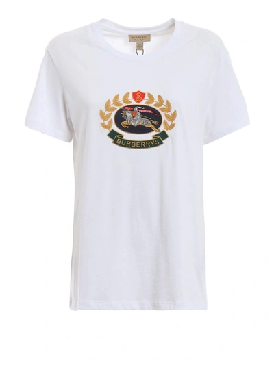 Shop Burberry Gully Embroidered Archive Logo T-shirt In White
