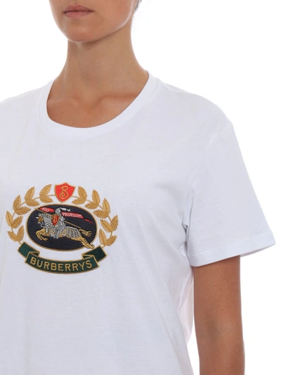 Shop Burberry Gully Embroidered Archive Logo T-shirt In White