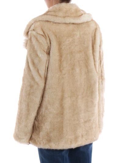 Shop Dondup Fur Effect Light Beige Short Coat