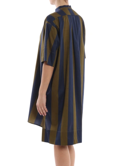 Shop Fay Striped Asymmetric Oversized Dress In Multicolour