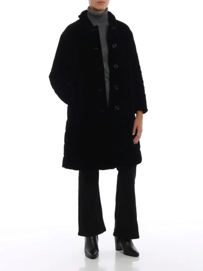 Shop Aspesi Angostura Delicate Velvet Coat In Black