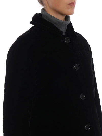 Shop Aspesi Angostura Delicate Velvet Coat In Black