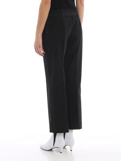 Shop Prada Black Tech Stretch Fabric Wide Leg Pants