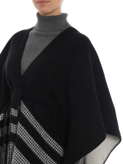 Shop Woolrich Wool Blend Double Belted Cape In Black
