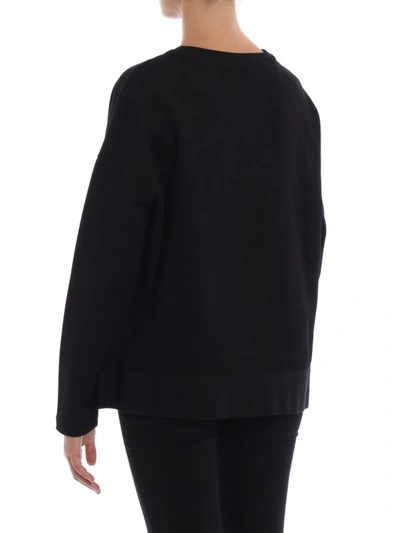 Shop Moncler Relief Logo Cotton Boxy Sweatshirt In Black