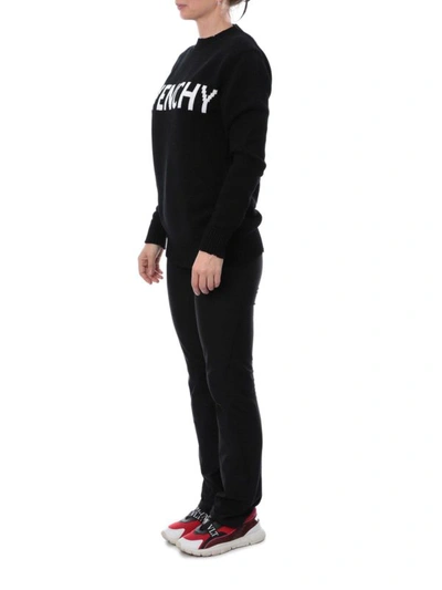 Shop Givenchy Logo Intarsia Black Destroyed Sweater
