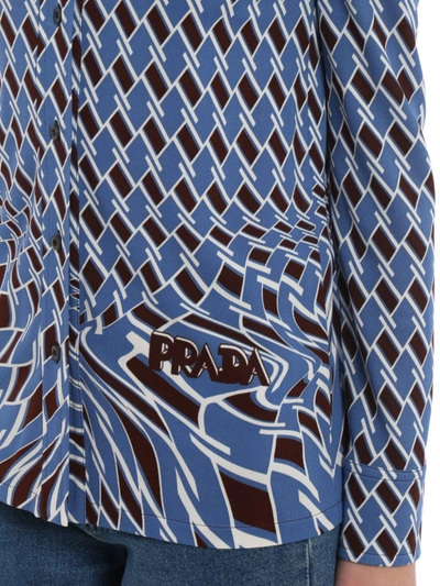 Shop Prada Argyle Print Tech Jersey Shirt In Blue