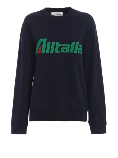 Shop Alberta Ferretti Alitalia Logo Embroidery Sweatshirt In Blue