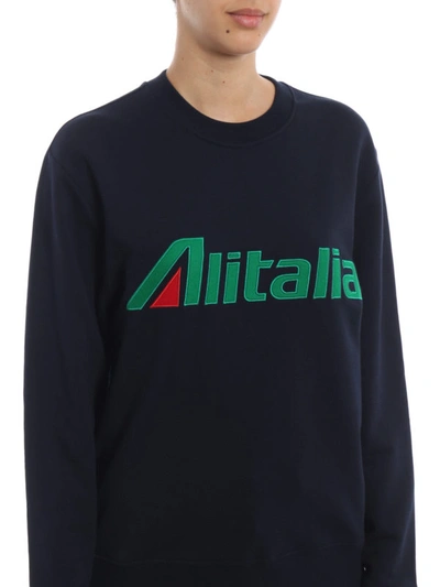 Shop Alberta Ferretti Alitalia Logo Embroidery Sweatshirt In Blue