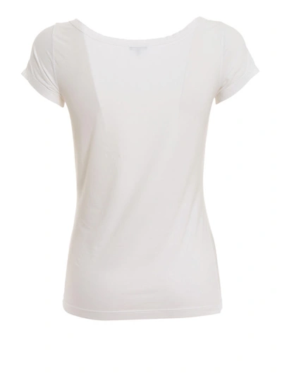 Shop Aspesi White Stretch Cotton Boat Neck T-shirt