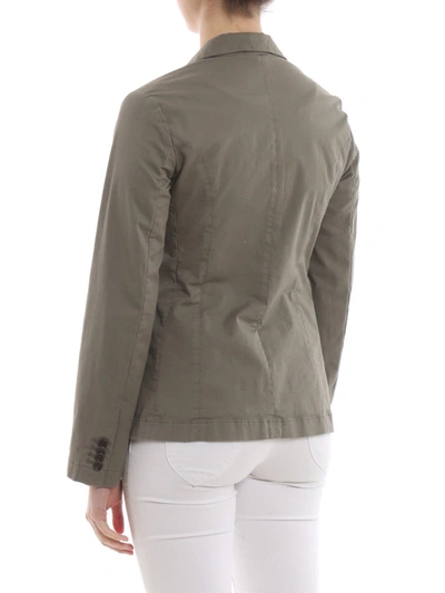 Shop Aspesi Stretch Cotton Unlined Blazer In Dark Green