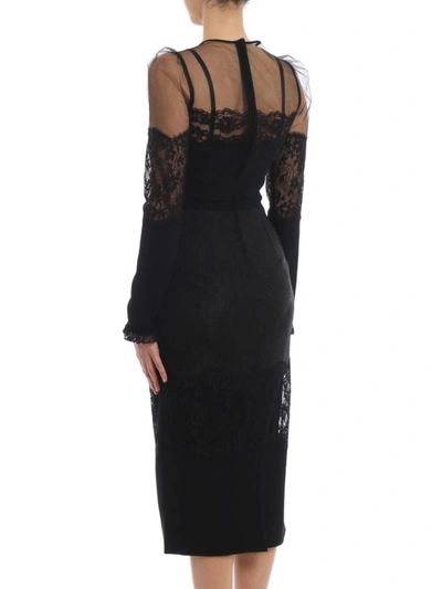 Shop Dolce & Gabbana Tulle Lace And Brocade Embellished Dress In Black