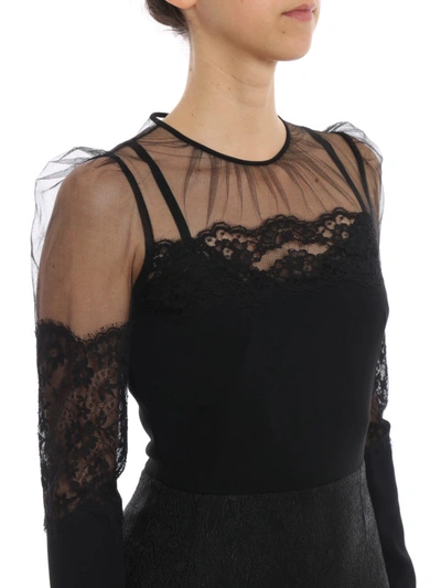 Shop Dolce & Gabbana Tulle Lace And Brocade Embellished Dress In Black