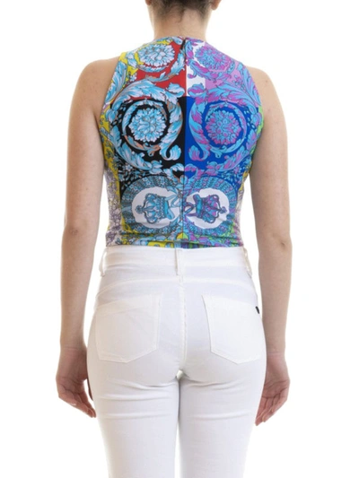 Shop Versace Technicolor Baroque Print Sleeveless Bodysuit In Multicolour