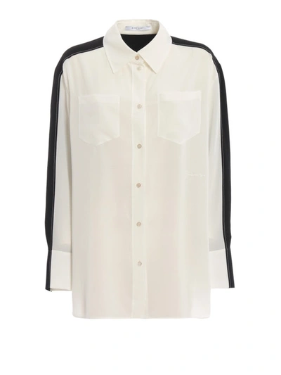 Shop Givenchy Two-tone Pure Silk Shirt In White