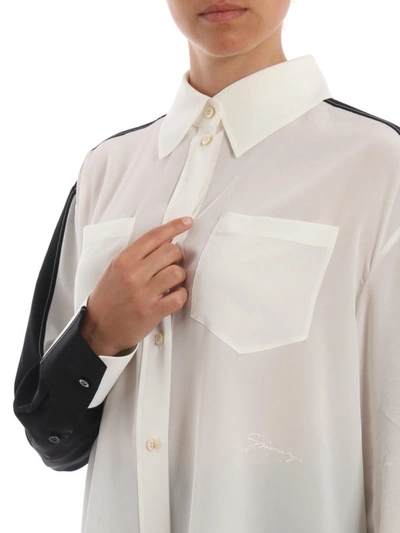 Shop Givenchy Two-tone Pure Silk Shirt In White