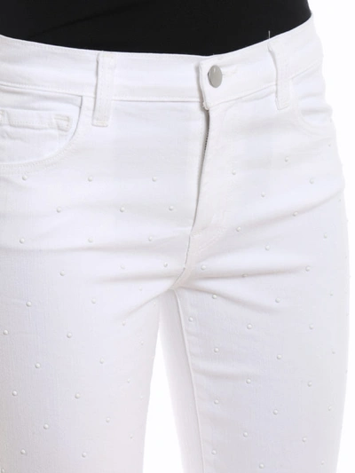 Shop J Brand Selena Studded Crop Bootcut Jeans In White