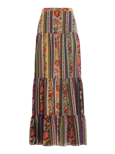 Shop Etro Midburn Printed Silk Maxi Skirt In Multicolour