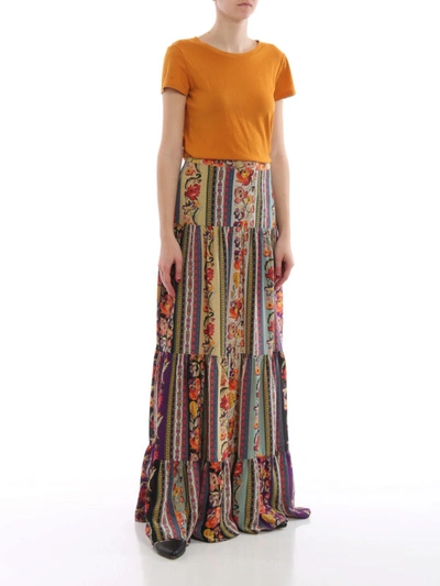 Shop Etro Midburn Printed Silk Maxi Skirt In Multicolour