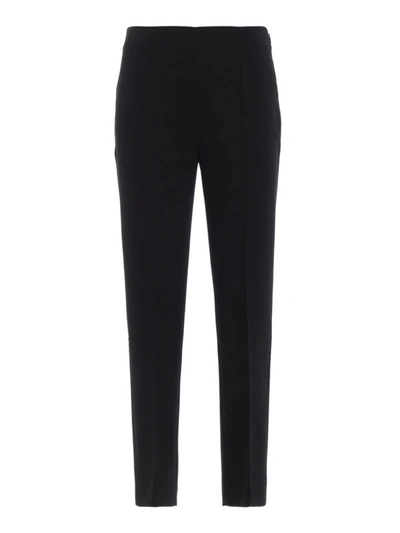 Shop Fendi Black Embroidered Logo Wool Pants