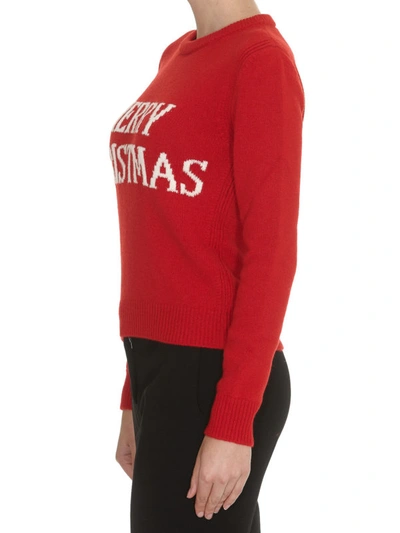 Shop Alberta Ferretti Merry Christmas Sweater In Red