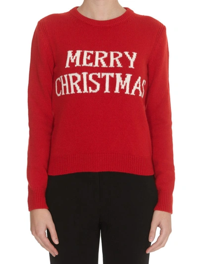 Shop Alberta Ferretti Merry Christmas Sweater In Red