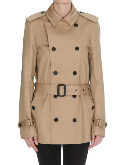 Shop Saint Laurent Beige Tech Fabric Trench Coat