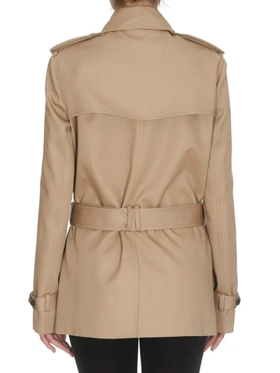 Shop Saint Laurent Beige Tech Fabric Trench Coat