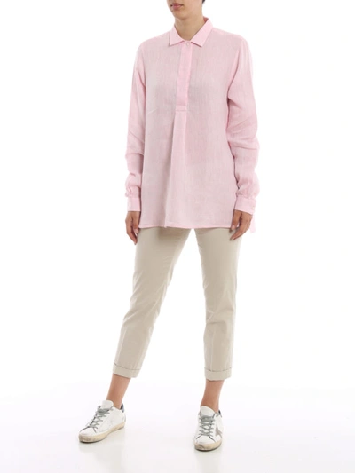 Shop Fay Linen Blouse In Pink