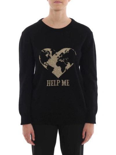 Shop Alberta Ferretti Help Me Black Cashmere Over Sweater