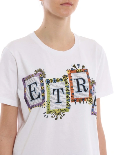 Shop Etro Multicolour Logo Lettering Cotton T-shirt In White