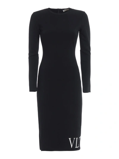 Shop Valentino Vltn Intarsia Sheath Dress In Black