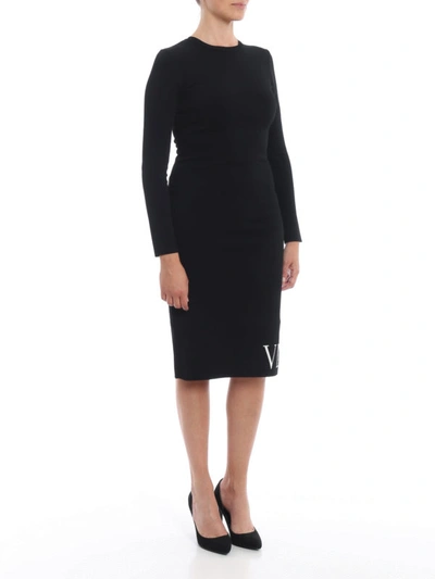 Shop Valentino Vltn Intarsia Sheath Dress In Black