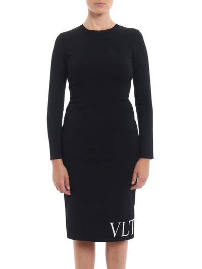 Shop Valentino Vltn Intarsia Sheath Dress In Black