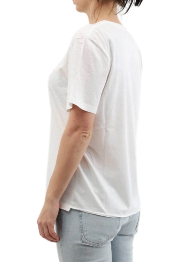 Shop Saint Laurent Logo Lettering White Cotton T-shirt