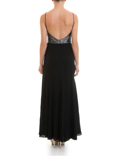 Shop Emporio Armani Silk Evening Dress With Patches In Black