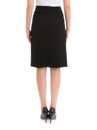 Shop Emporio Armani Rear Vent Pencil Skirt In Black