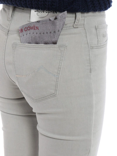 Shop Jacob Cohen Kimberly Crop Grey Cotton Denim Skinny Jeans