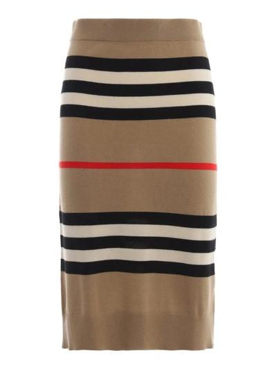 Shop Burberry Kwando Merino Wool Pencil Skirt In Beige